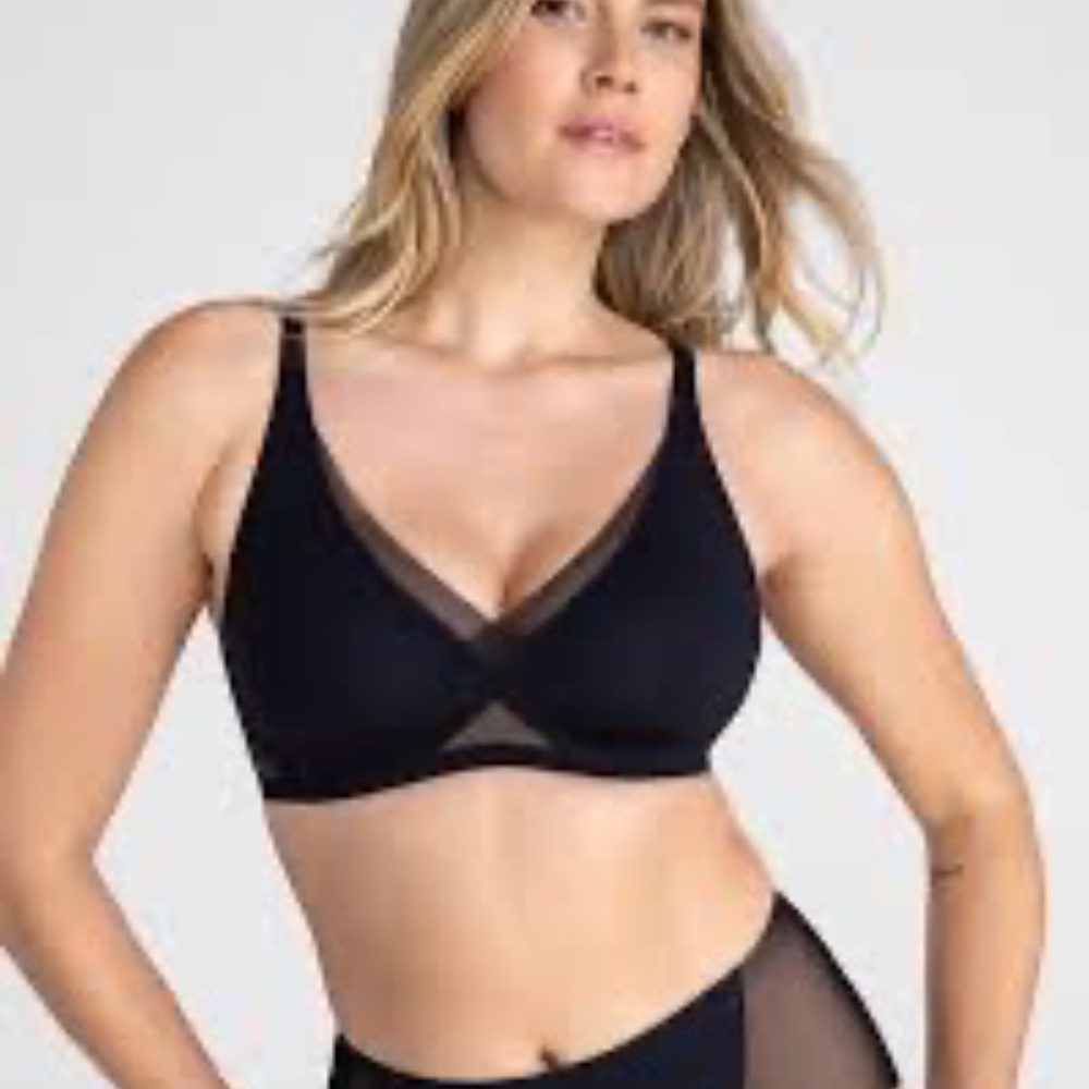 Honeylove Black Cross Over No Underwire Comfort Bra Sz XL